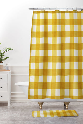 Avenie Fruit Salad Collection Gingham Shower Curtain And Mat