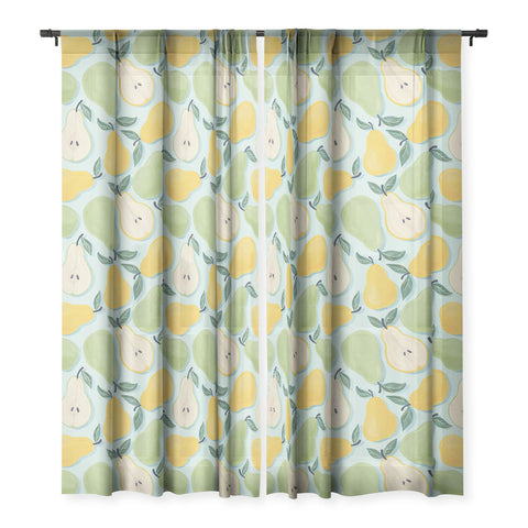 Avenie Fruit Salad Collection Pears Sheer Window Curtain