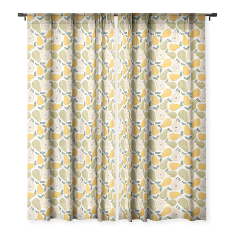 Avenie Fruit Salad Collection Pears I Sheer Window Curtain