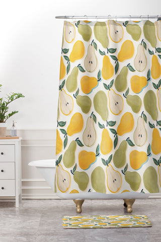 Avenie Fruit Salad Collection Pears I Shower Curtain And Mat