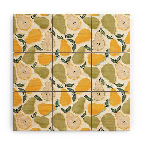 Avenie Fruit Salad Collection Pears I Wood Wall Mural