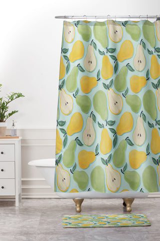 Avenie Fruit Salad Collection Pears Shower Curtain And Mat