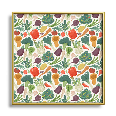 Avenie Fruit Salad Collection Veggies Square Metal Framed Art Print