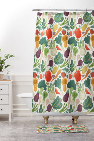 Avenie Fruit Salad Collection Veggies Shower Curtain And Mat