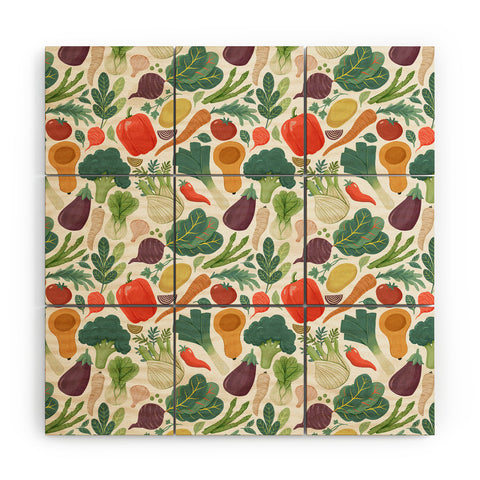 Avenie Fruit Salad Collection Veggies Wood Wall Mural