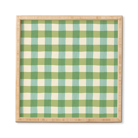 Avenie Fruit Salad Gingham Green Framed Wall Art