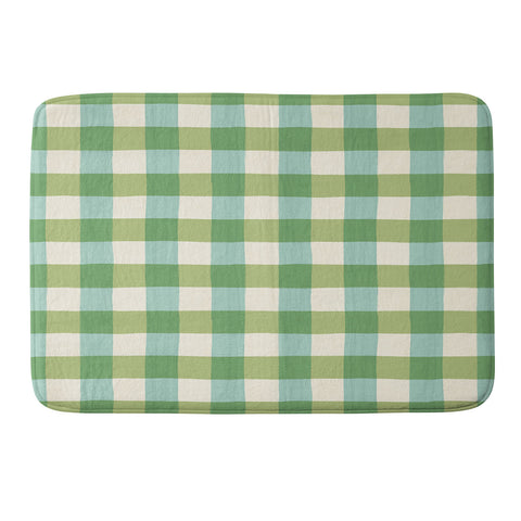 Avenie Fruit Salad Gingham Green Memory Foam Bath Mat