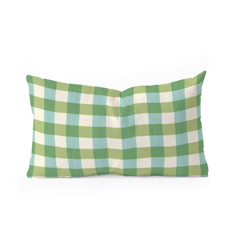 Avenie Fruit Salad Gingham Green Oblong Throw Pillow