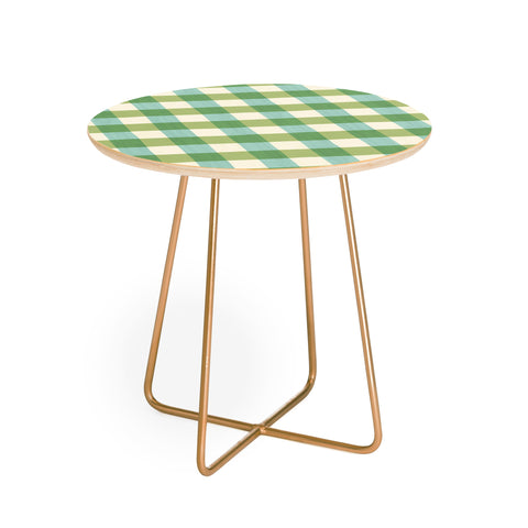 Avenie Fruit Salad Gingham Green Round Side Table