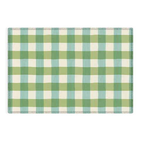 Avenie Fruit Salad Gingham Green Outdoor Rug