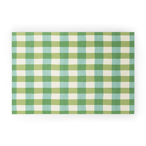 Avenie Fruit Salad Gingham Green Welcome Mat