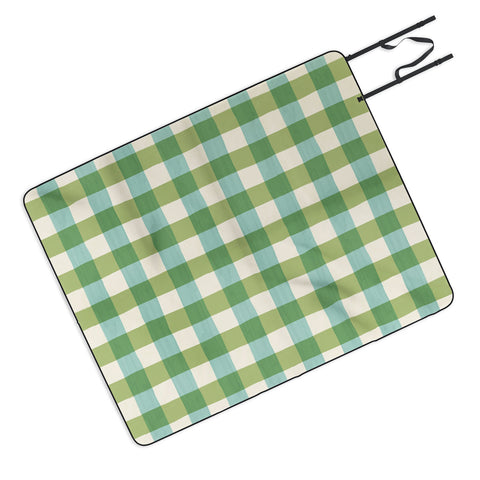 Avenie Fruit Salad Gingham Green Picnic Blanket