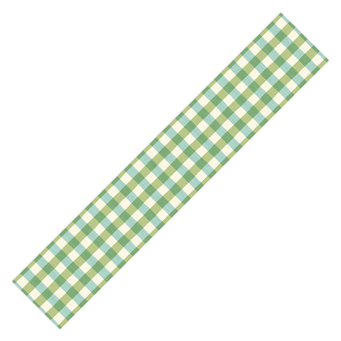 Avenie Fruit Salad Gingham Green Table Runner