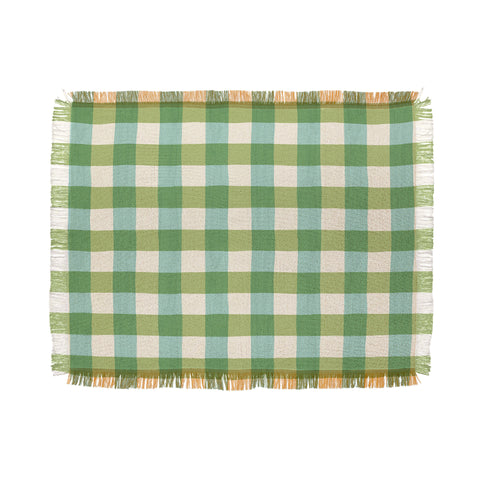 Avenie Fruit Salad Gingham Green Throw Blanket