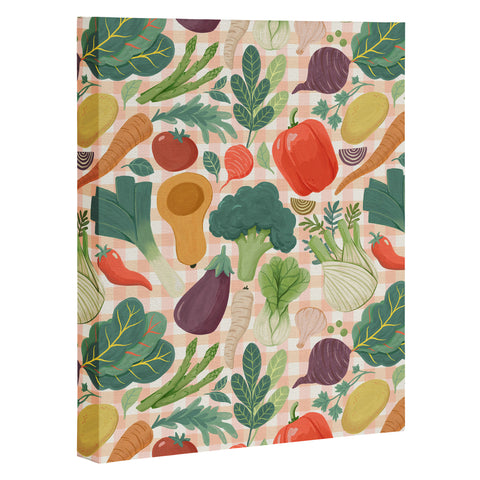 Avenie Fruit Salad Gingham Vegetables Art Canvas