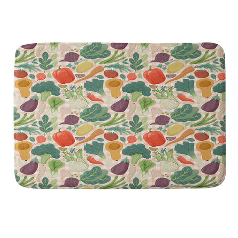 Avenie Fruit Salad Gingham Vegetables Memory Foam Bath Mat