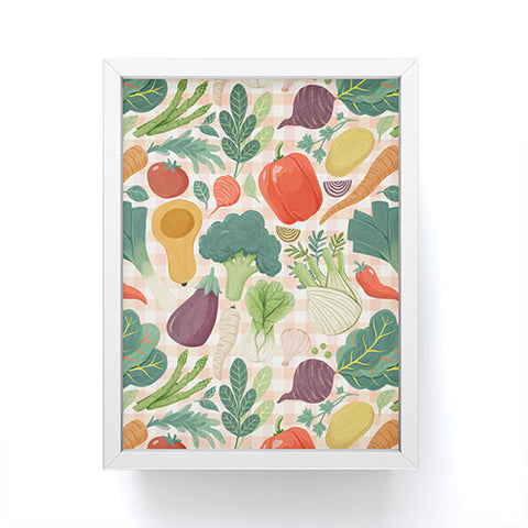 Avenie Fruit Salad Gingham Vegetables Framed Mini Art Print