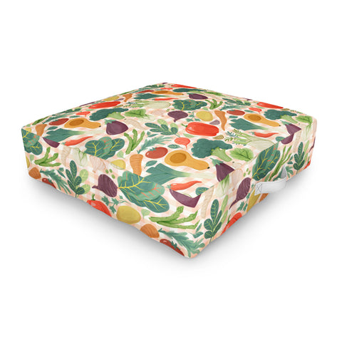 Avenie Fruit Salad Gingham Vegetables Outdoor Floor Cushion