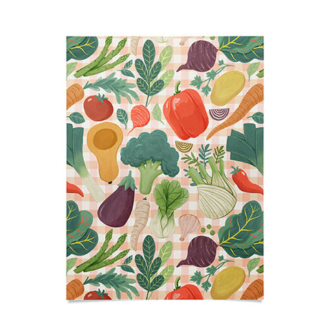 Avenie Fruit Salad Gingham Vegetables Poster