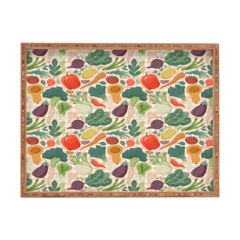 Avenie Fruit Salad Gingham Vegetables Rectangular Tray