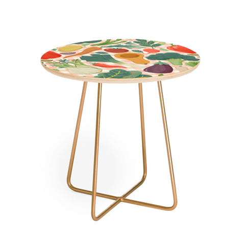 Avenie Fruit Salad Gingham Vegetables Round Side Table