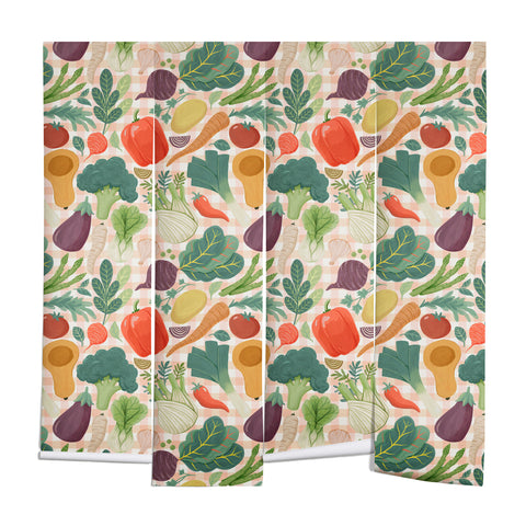 Avenie Fruit Salad Gingham Vegetables Wall Mural