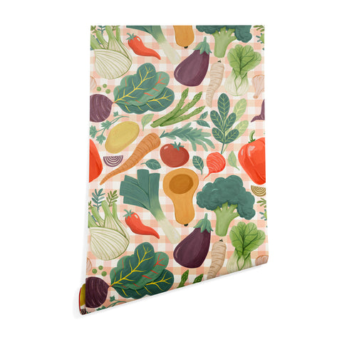 Avenie Fruit Salad Gingham Vegetables Wallpaper