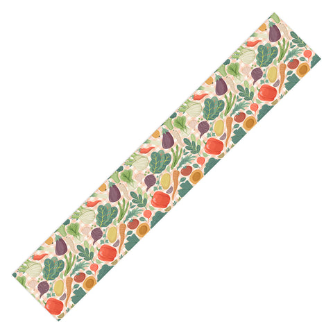 Avenie Fruit Salad Gingham Vegetables Table Runner