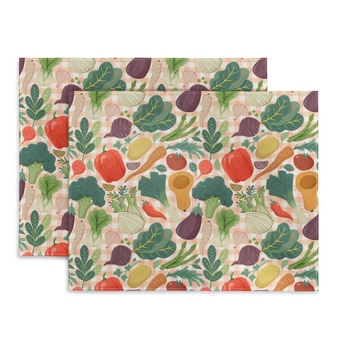 Avenie Fruit Salad Gingham Vegetables Placemat
