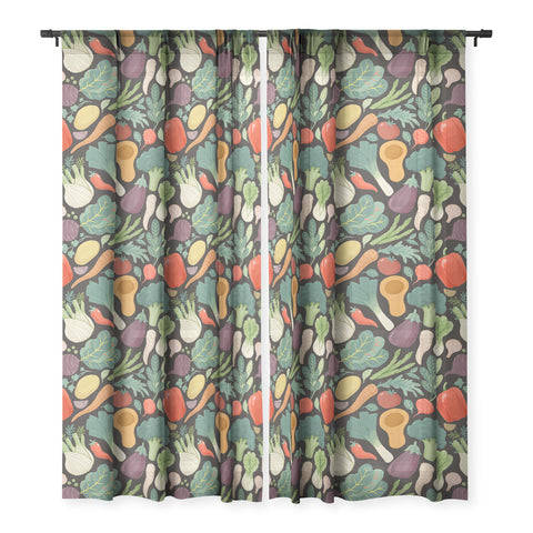 Avenie Fruit Salad Mixed Veggies Sheer Window Curtain