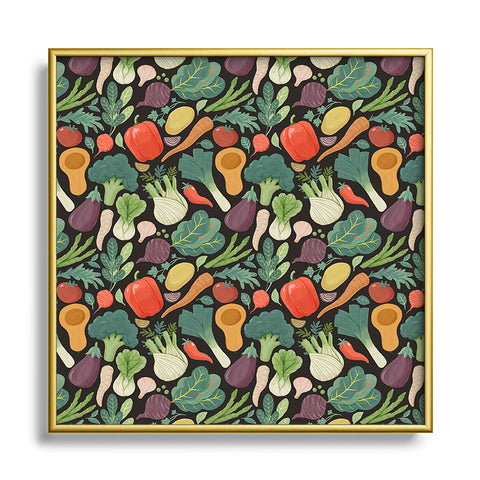 Avenie Fruit Salad Mixed Veggies Square Metal Framed Art Print