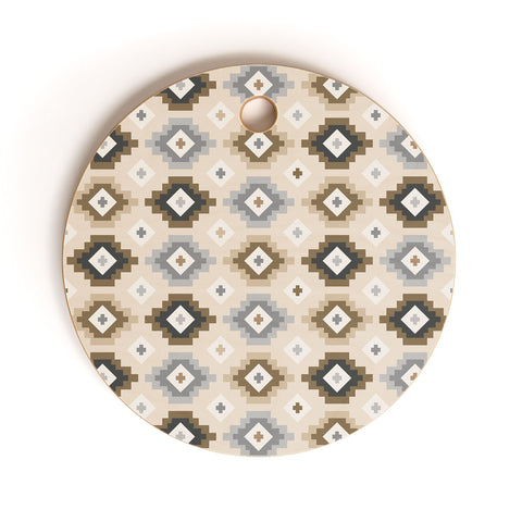 Avenie Geometric Aztec Earth Tones Cutting Board Round