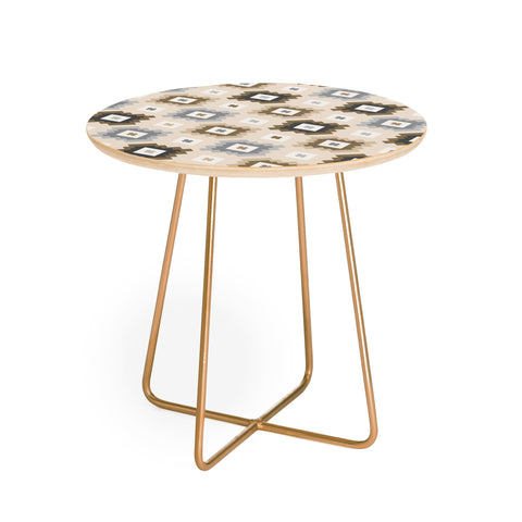 Avenie Geometric Aztec Earth Tones Round Side Table