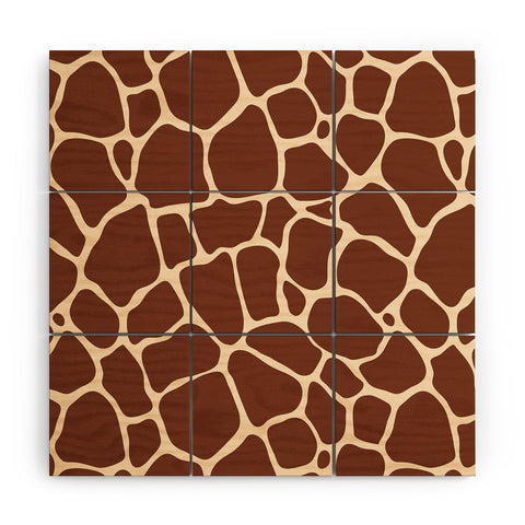 Avenie Giraffe Print Wood Wall Mural