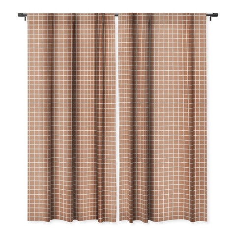 Avenie Grid Pattern Desert Blackout Window Curtain