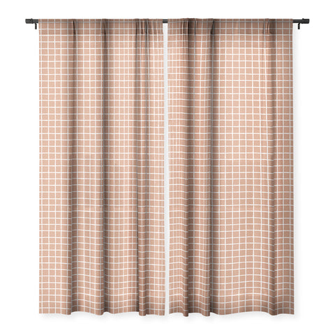 Avenie Grid Pattern Desert Sheer Window Curtain