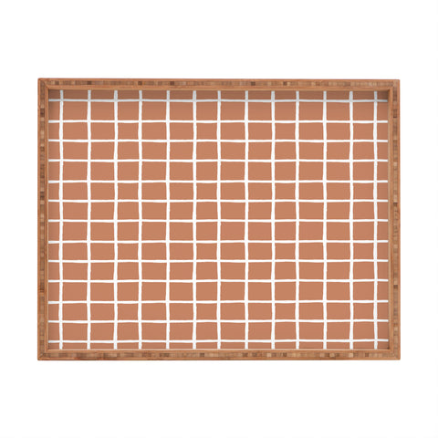 Avenie Grid Pattern Desert Rectangular Tray