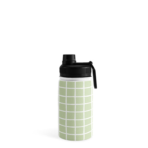 Avenie Grid Pattern Green Water Bottle