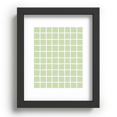 Avenie Grid Pattern Green Recessed Framing Rectangle