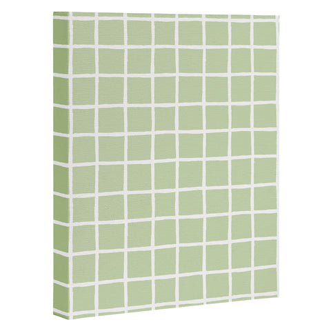 Avenie Grid Pattern Green Art Canvas