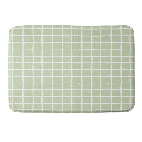 Avenie Grid Pattern Green Memory Foam Bath Mat