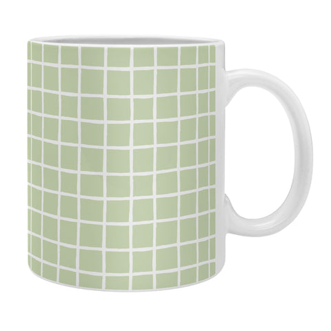 Avenie Grid Pattern Green Coffee Mug