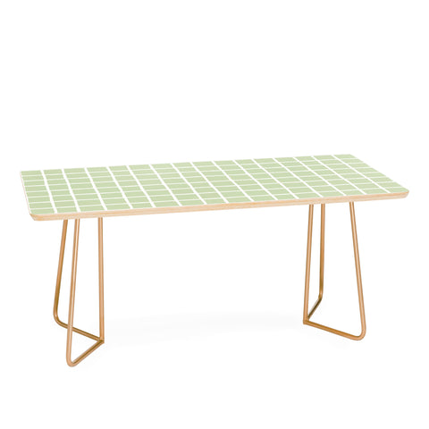 Avenie Grid Pattern Green Coffee Table