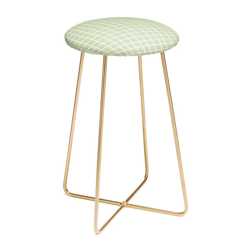 Avenie Grid Pattern Green Counter Stool