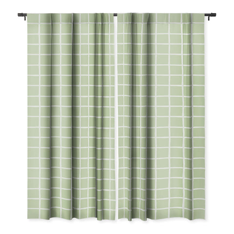 Avenie Grid Pattern Green Blackout Non Repeat