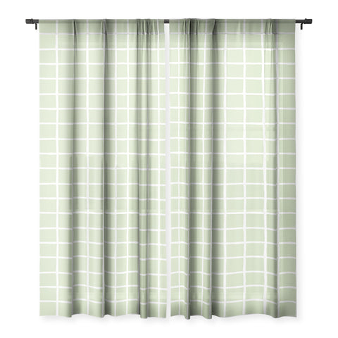 Avenie Grid Pattern Green Sheer Non Repeat