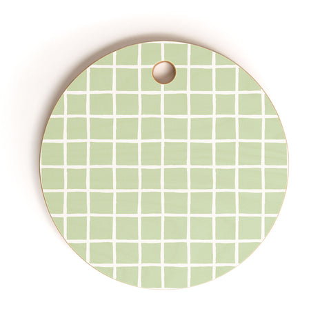 Avenie Grid Pattern Green Cutting Board Round