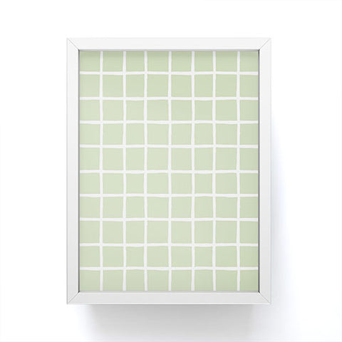 Avenie Grid Pattern Green Framed Mini Art Print