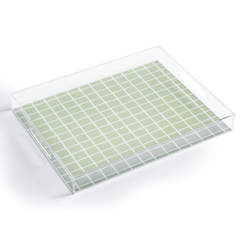 Avenie Grid Pattern Green Acrylic Tray