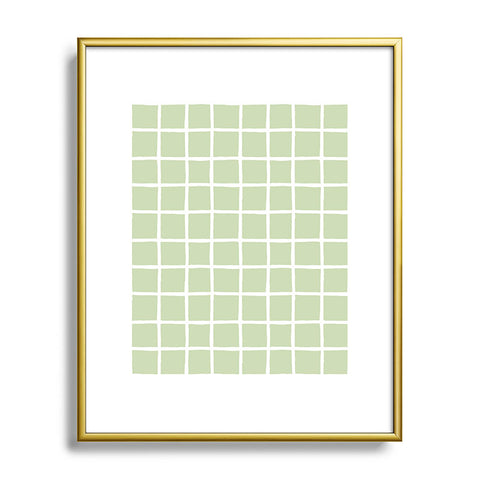 Avenie Grid Pattern Green Metal Framed Art Print